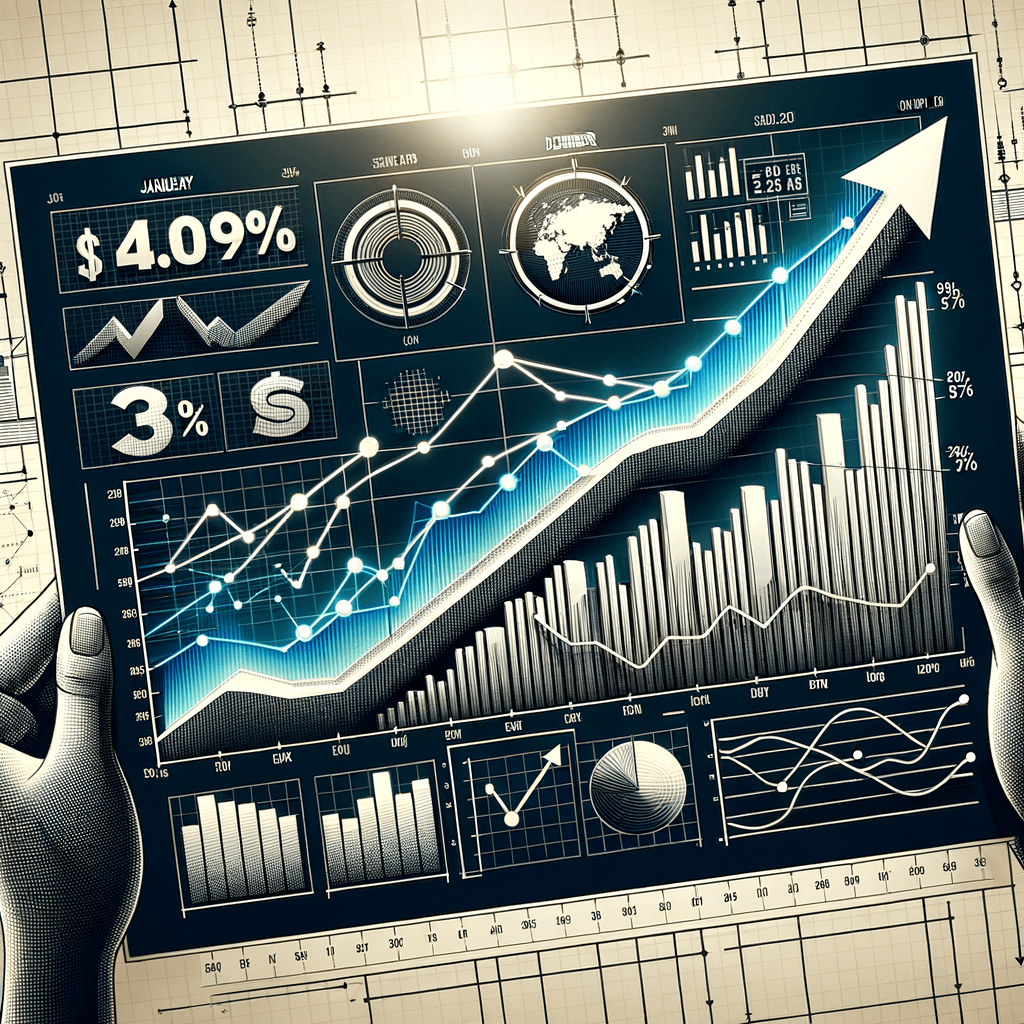 A chart showing an upward trend in website traffic and sales.