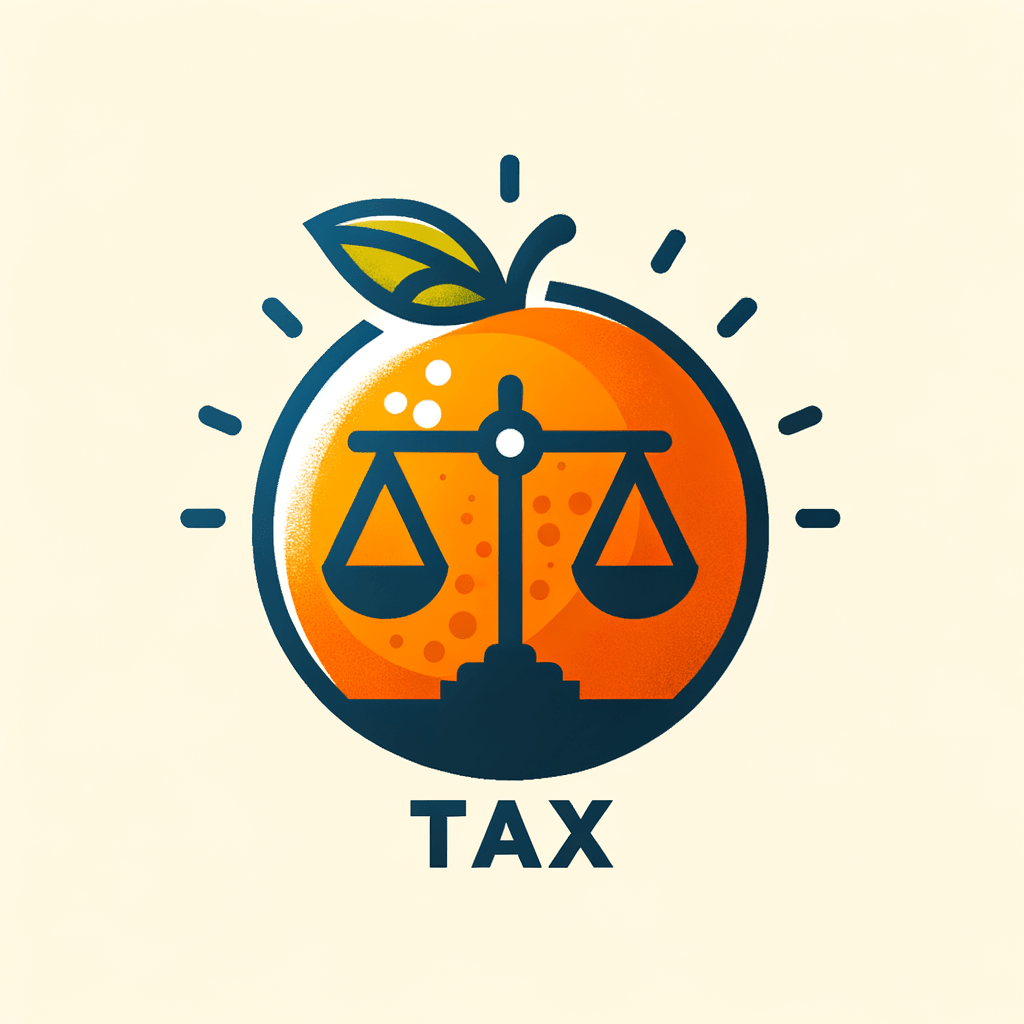 logo for Tax and Accounting business without words and emphasizing an orange fruit. do not include scale