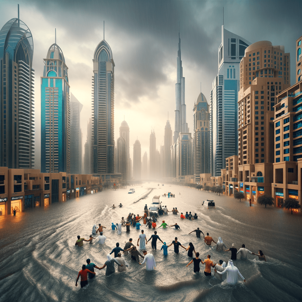 Heavy rains have led to flooding in Dubai and there is mild chaos.